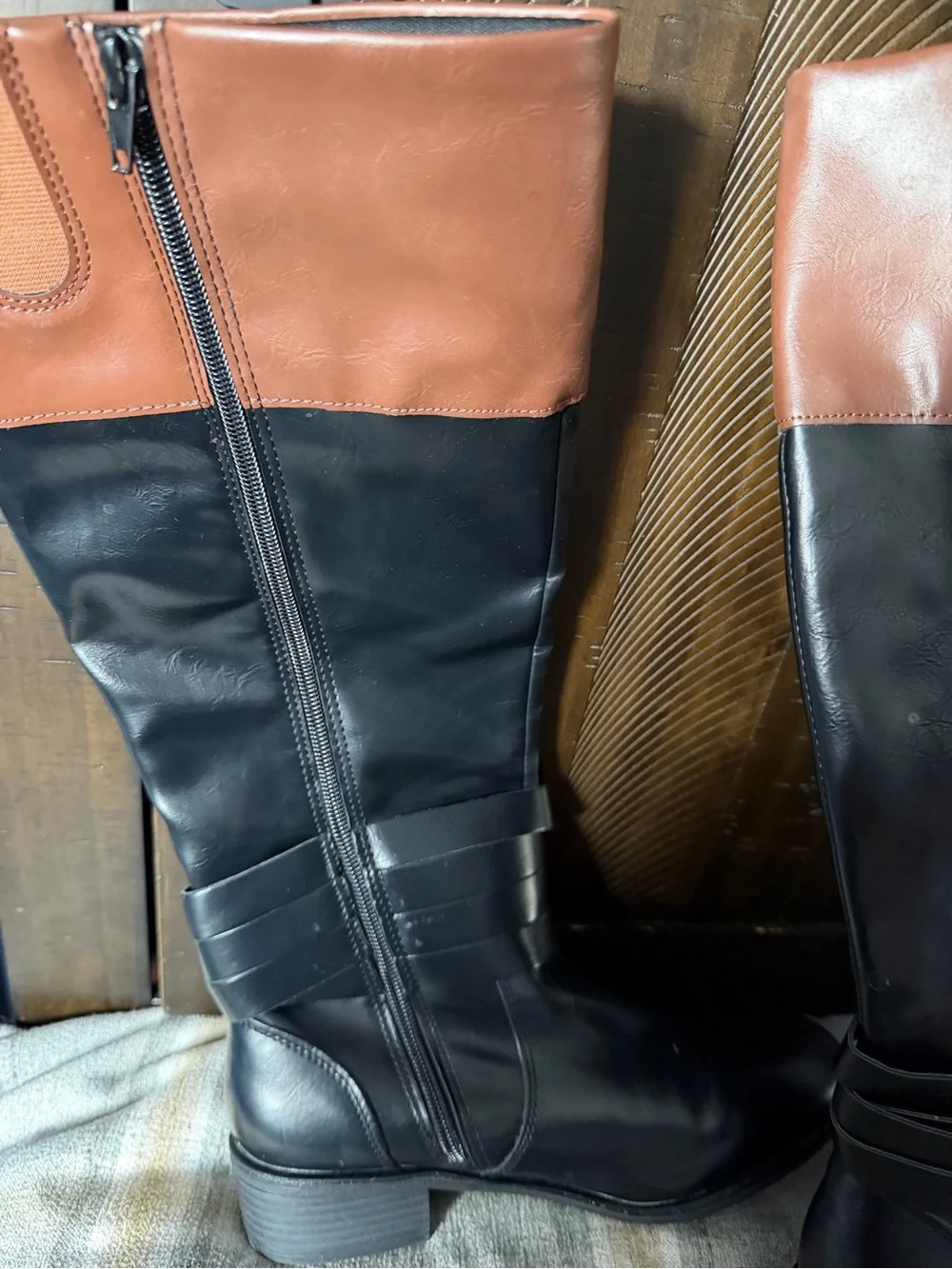 St. John's Bay Black and Brown Over-the-Knee Riding Boots